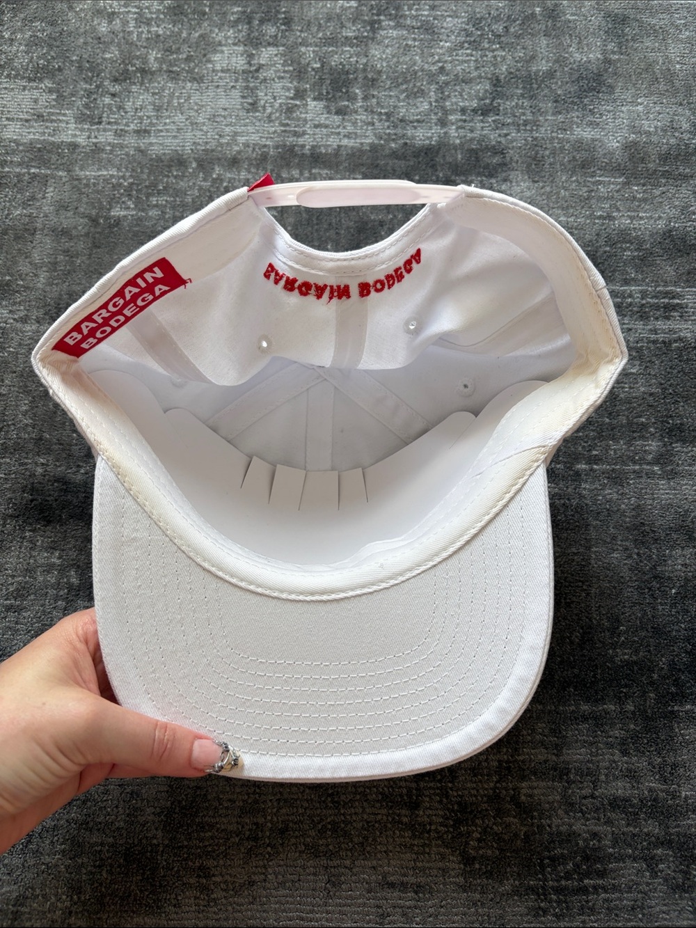 CJ Hendry Bargain Bodega White Cap with Red Logo - Picture 3 of 3